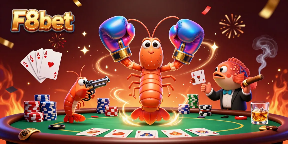 Join the excitement of F8bet poker with animated characters celebrating a winning hand!