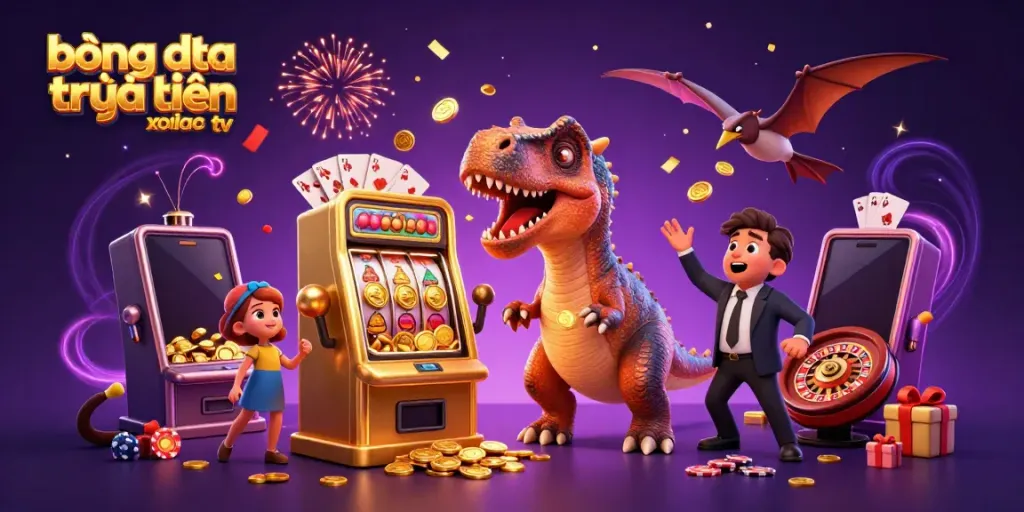 Watch the dramatic action of bóng đá trực tuyến xoilac tv as a dinosaur leaps to win a jackpot!