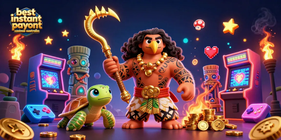 Engaging illustration showcasing characters celebrating at the best instant payout casinos Australia, featuring vibrant gaming elements.