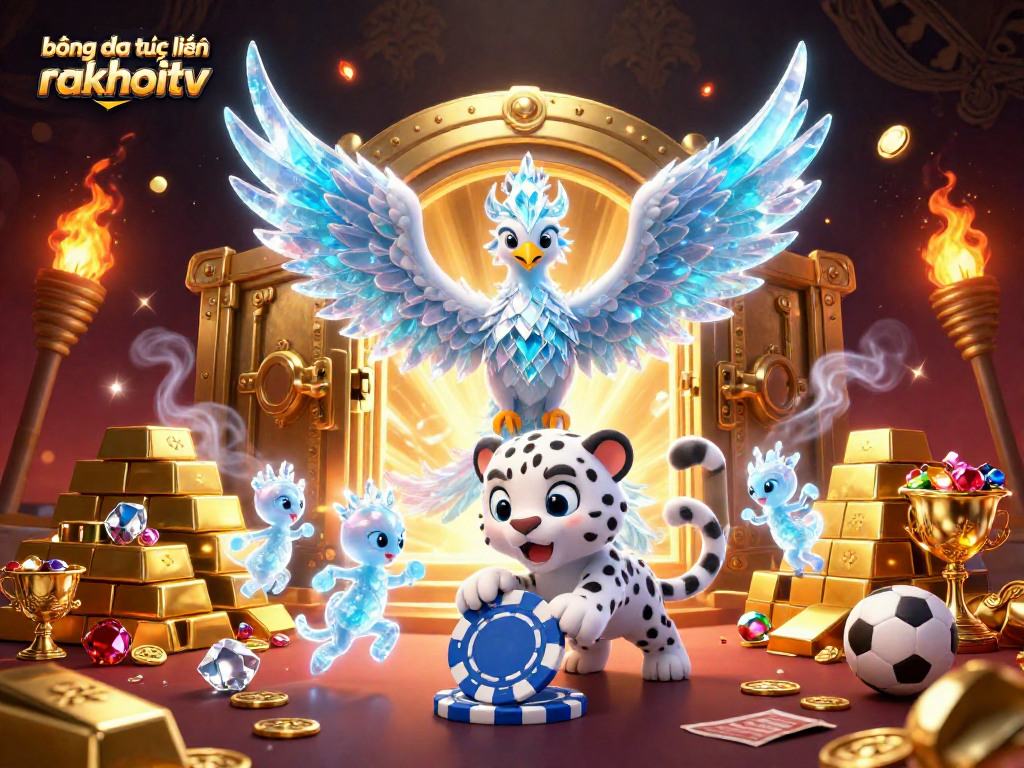 bóng đá trực tuyến rakhoitv showcases the thrilling aspect of sports betting with vibrant visuals and game elements.