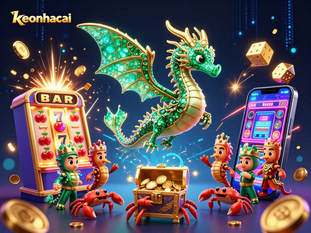 Experience thrilling action with keonhacai's vibrant casino scene featuring a dynamic sea dragon and exciting slot elements.